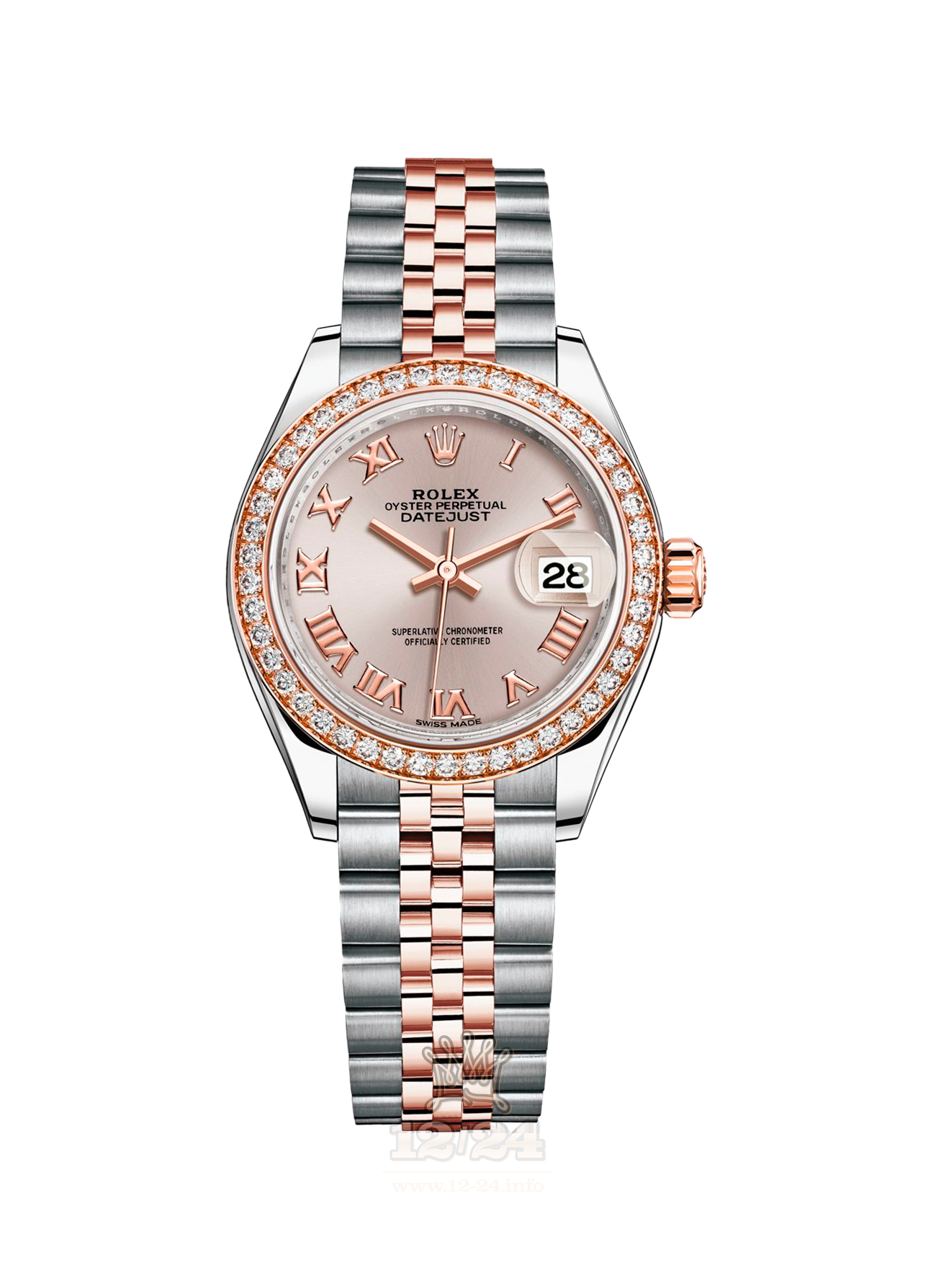 Rolex Datejust Watch 279381rbr-0005 28 mm Steel / Pink gold Case Silver Pink Dial