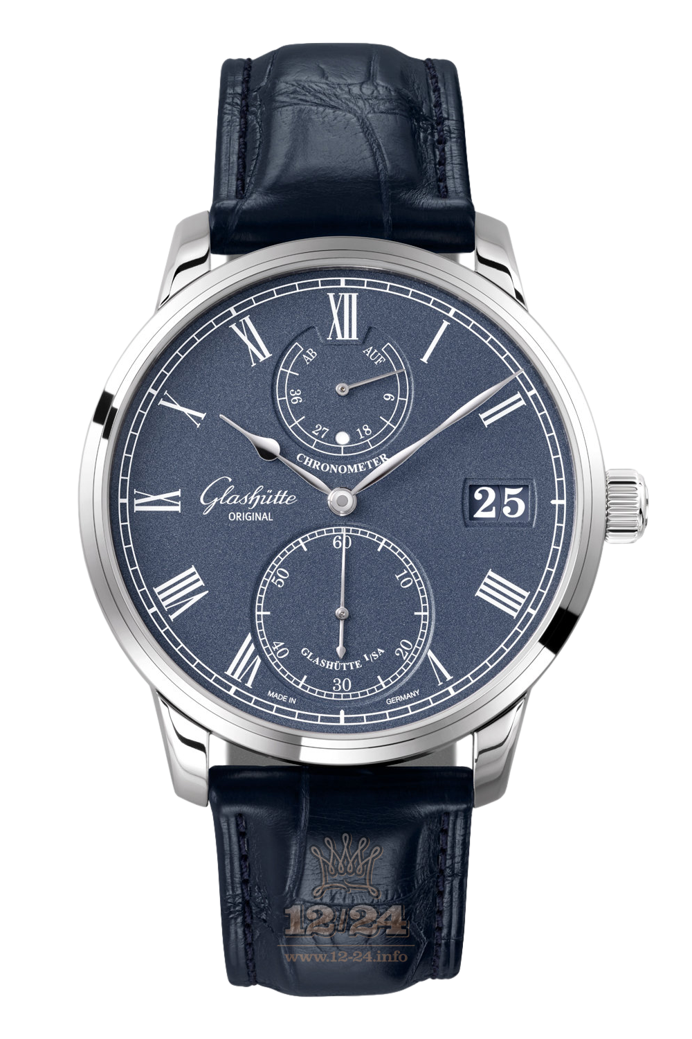 Glashutte Senator Watch 1-58-01-05-34-01 42 mm White gold Case Dark blue Dial