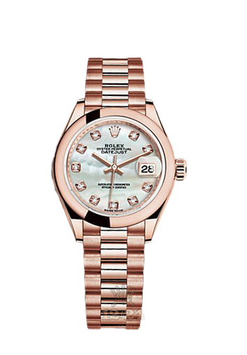 Rolex Datejust Watch 279165-0017 28 mm Pink gold Case White Dial