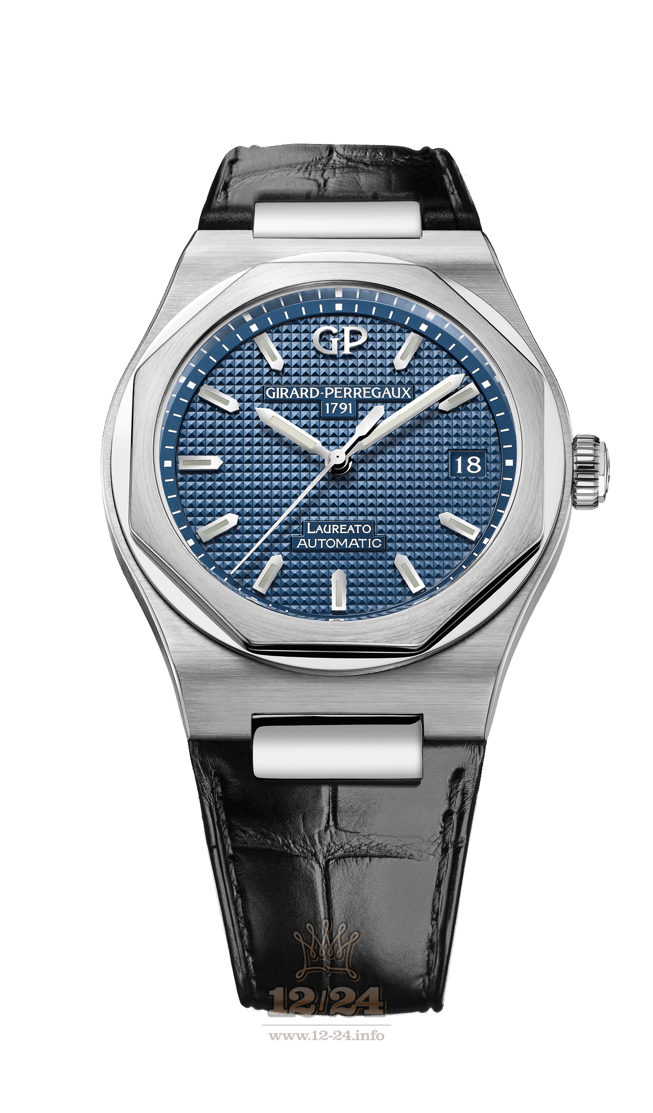 Girard Perregaux Laureato Watch 81005-11-431-BB6A Stainless steel Case Dark blue Dial