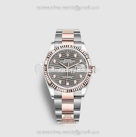 Rolex Datejust Watch 126231-0042 36 mm Stainless steel Pink gold Case Gray Dial