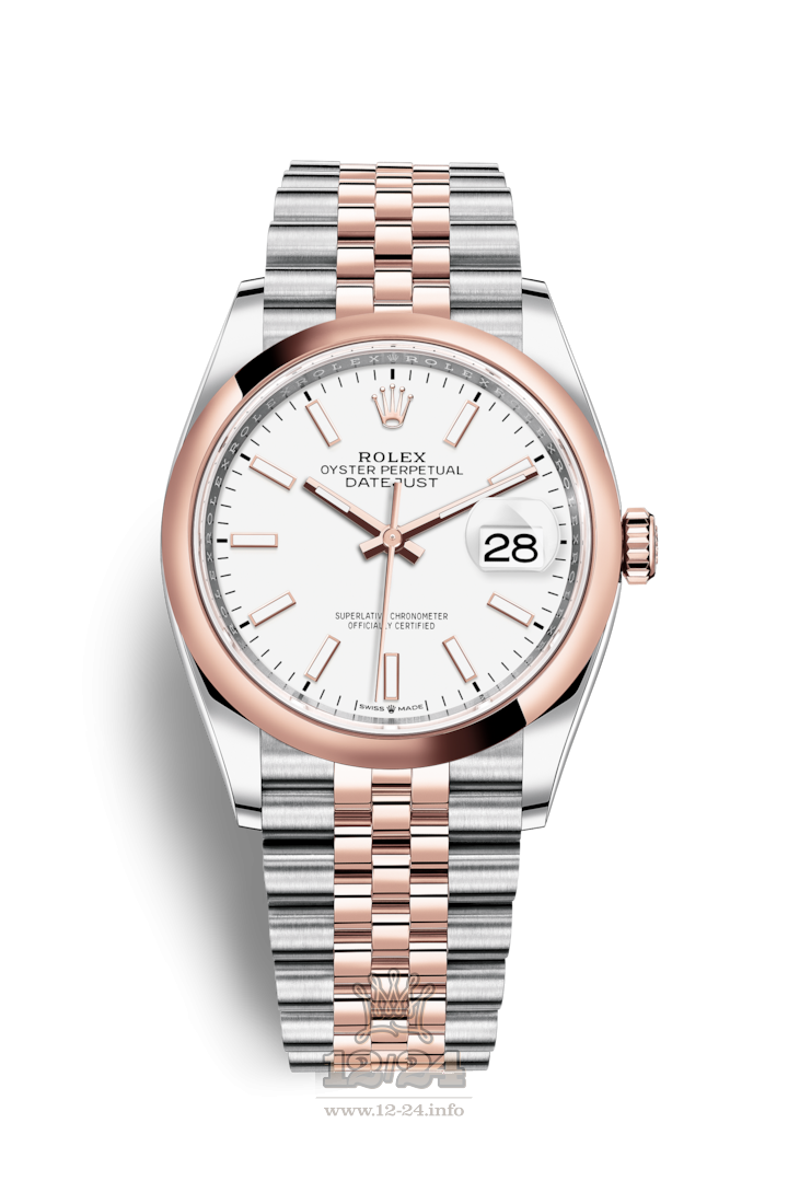 Rolex Datejust Watch 126201-0017 36 mm Steel / Pink gold Case White Dial