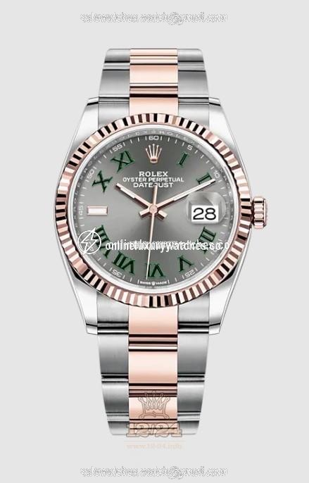 Rolex Datejust Watch 126231-0030 36 mm Stainless steel Pink gold Case Gray Dial
