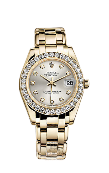 Rolex Pearlmaster Watch 81298-0024 34 mm Yellow gold Case Silver Dial