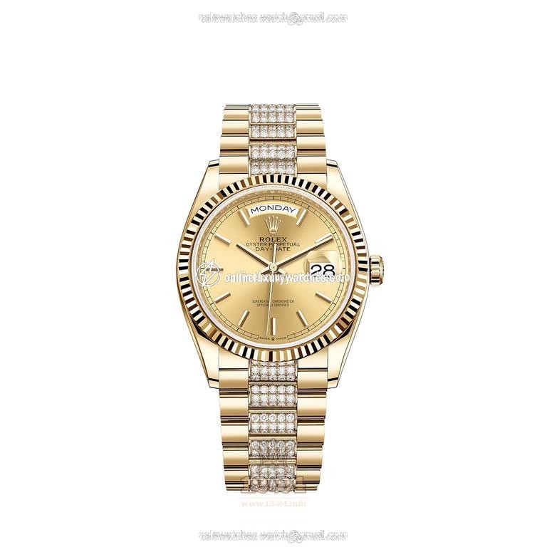 Rolex Day-Date Watch 128238-0026 36 mm Yellow gold Case Yellow Dial