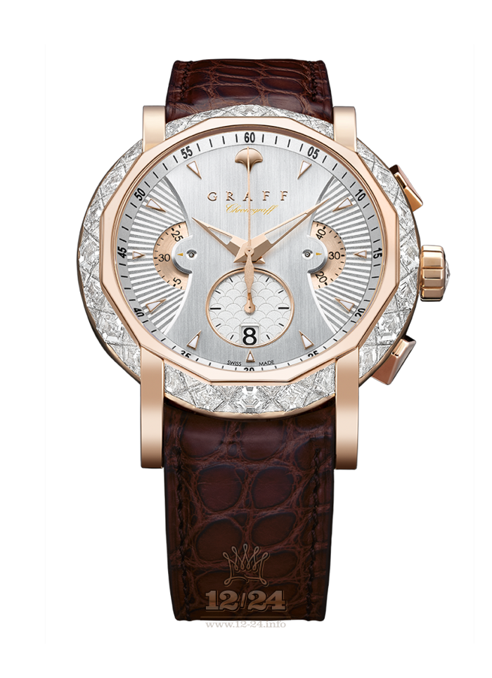Graff ChronoGraff Watch CG45PGWDL3 45 mm Pink gold Case White Dial