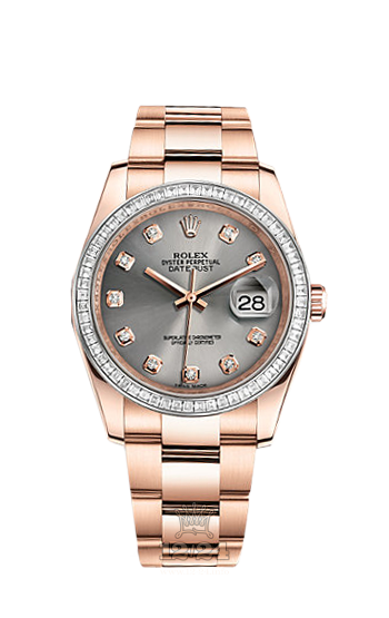 Rolex Datejust Watch 116285bbr-0007 36 mm Pink gold Case Gray Dial