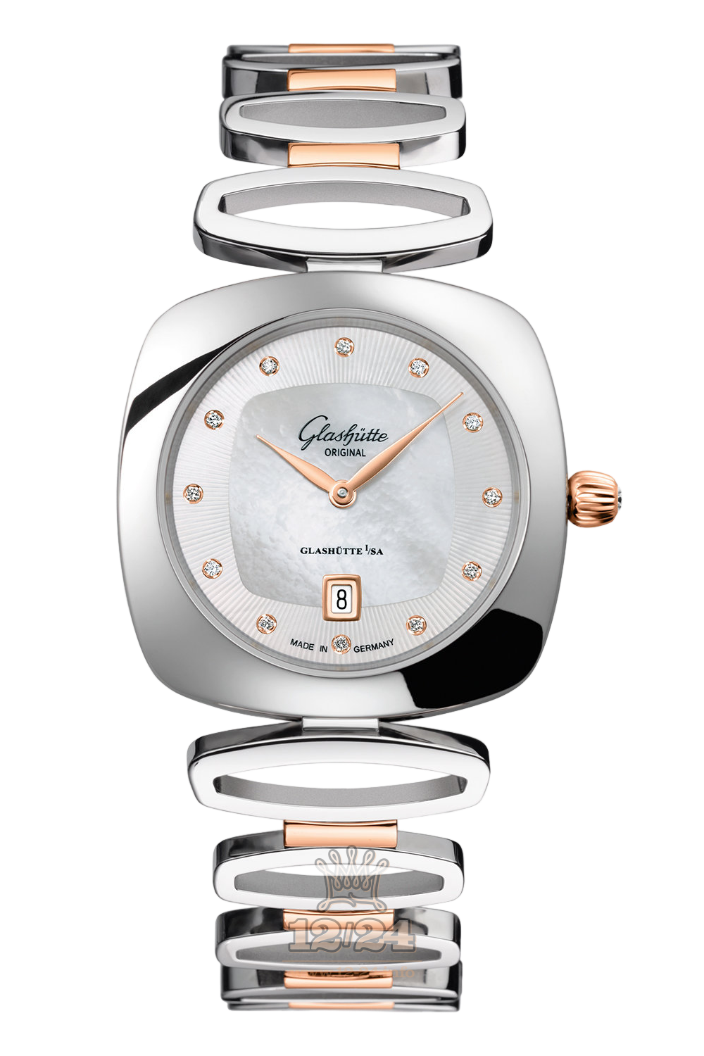 Glashutte Ladies Watch 1-03-01-08-06-14 31 mm Steel / Pink gold Case Silver Dial