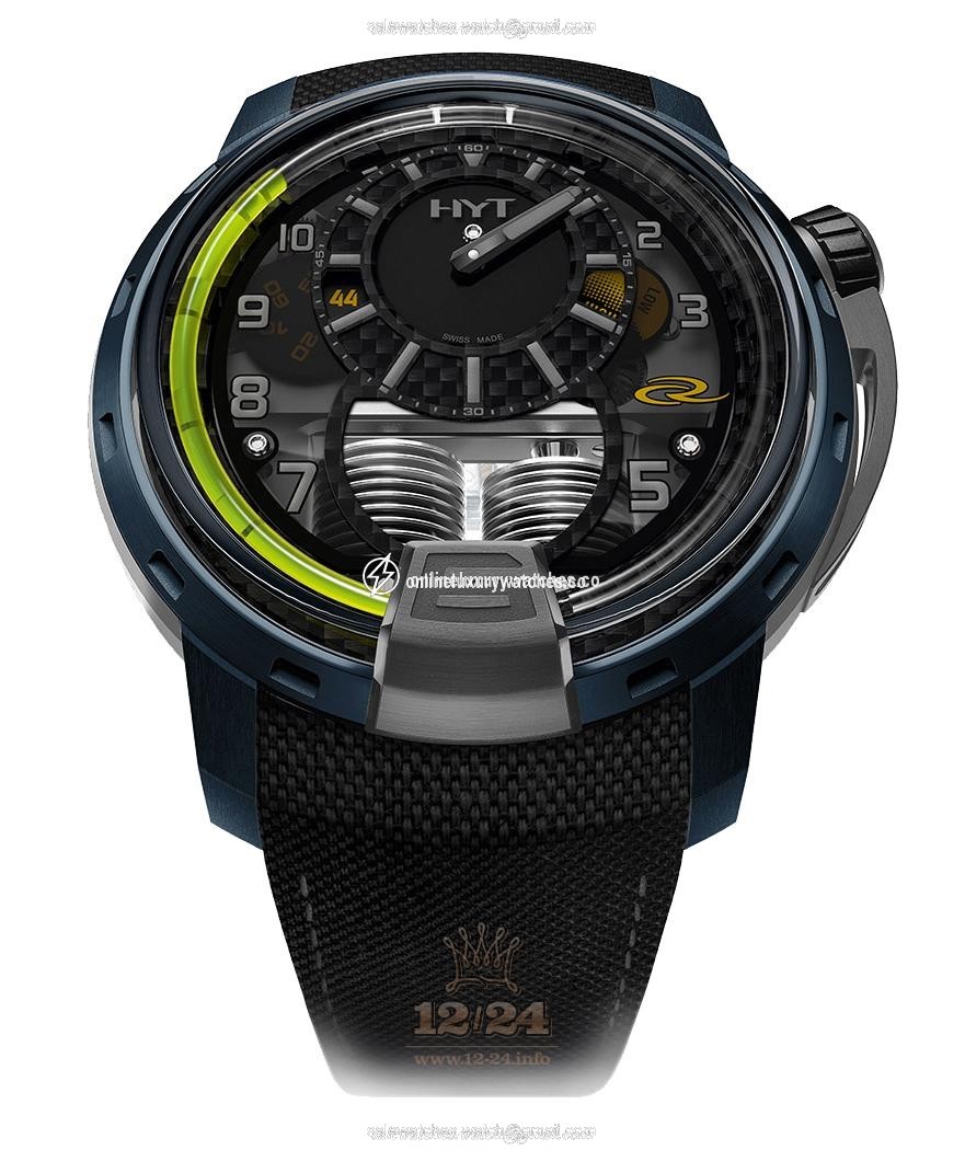 HYT H1 Watch 148-ab-52-gf-tb 49 mm Aluminum Case Black Dial