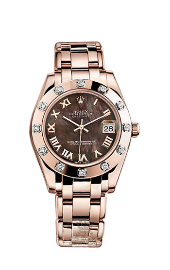 Rolex Pearlmaster Watch 81315-0016 34 mm Pink gold Case Black Dial