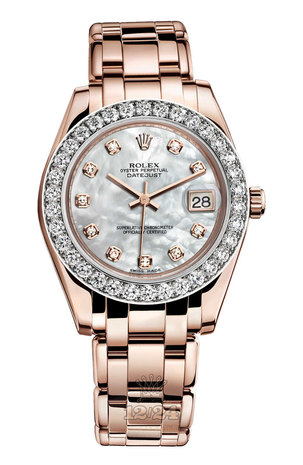 Rolex Datejust Watch 81285-0017 34 mm Pink gold Case White Dial