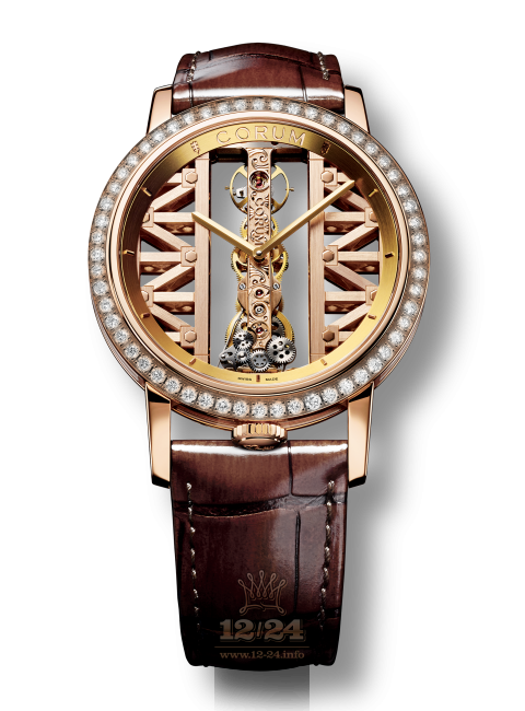 Corum Golden Bridge Watch B113/03058 43 mm Pink gold Case Golden Dial