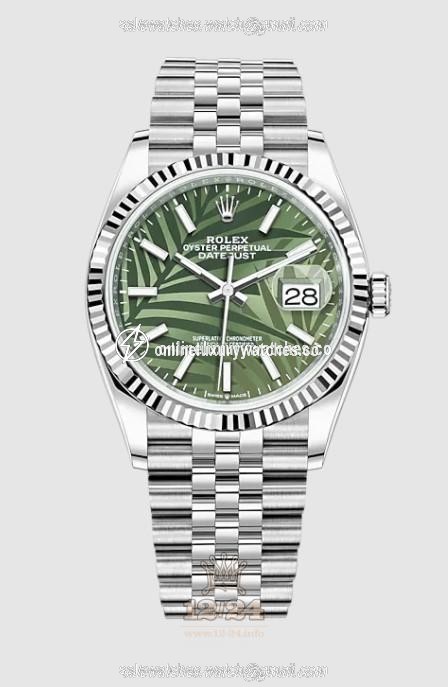 Rolex Datejust Watch 126234-0047 36 mm Stainless steel White gold Case Green Painted Dial
