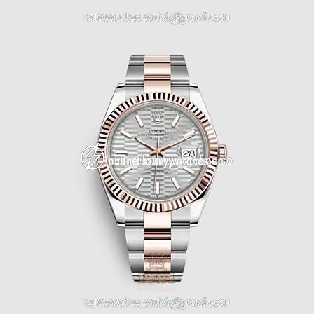 Rolex Datejust Watch 126331-0017 41 mm Stainless steel Pink gold Case Gray Silver Dial