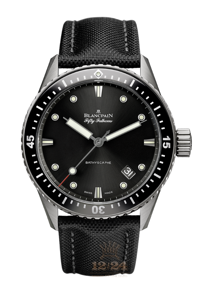 Blancpain Fifty Fathoms Watch 5000-1230-B52A 43 mm Titanium Case Black Dial