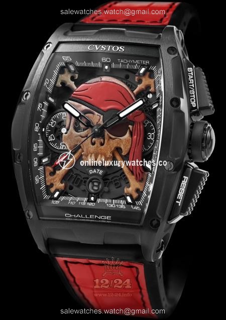 Cvstos Challenge Watch Chrono II Invaders Pirate 54 mm Stainless steel Case Black Painted Dial