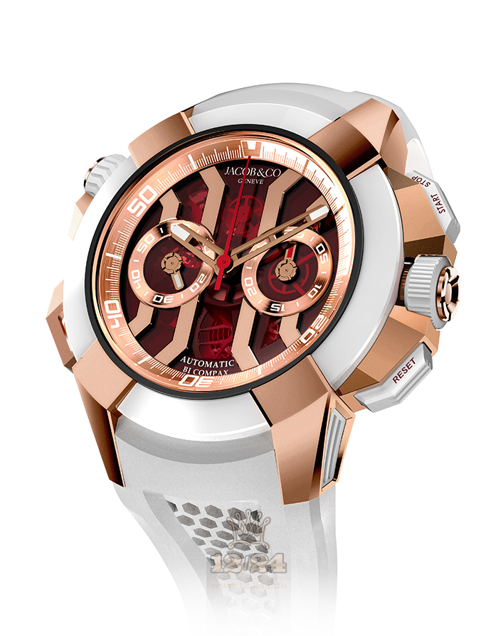 Jacob & Co Gents Collection Watch EC312.42.PB.RN.A 47 mm Pink gold Case Red Dial