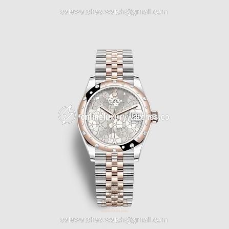 Rolex Datejust Watch 278341rbr-0032 31 mm Stainless steel Pink gold Case Gray Silver Painted Dial