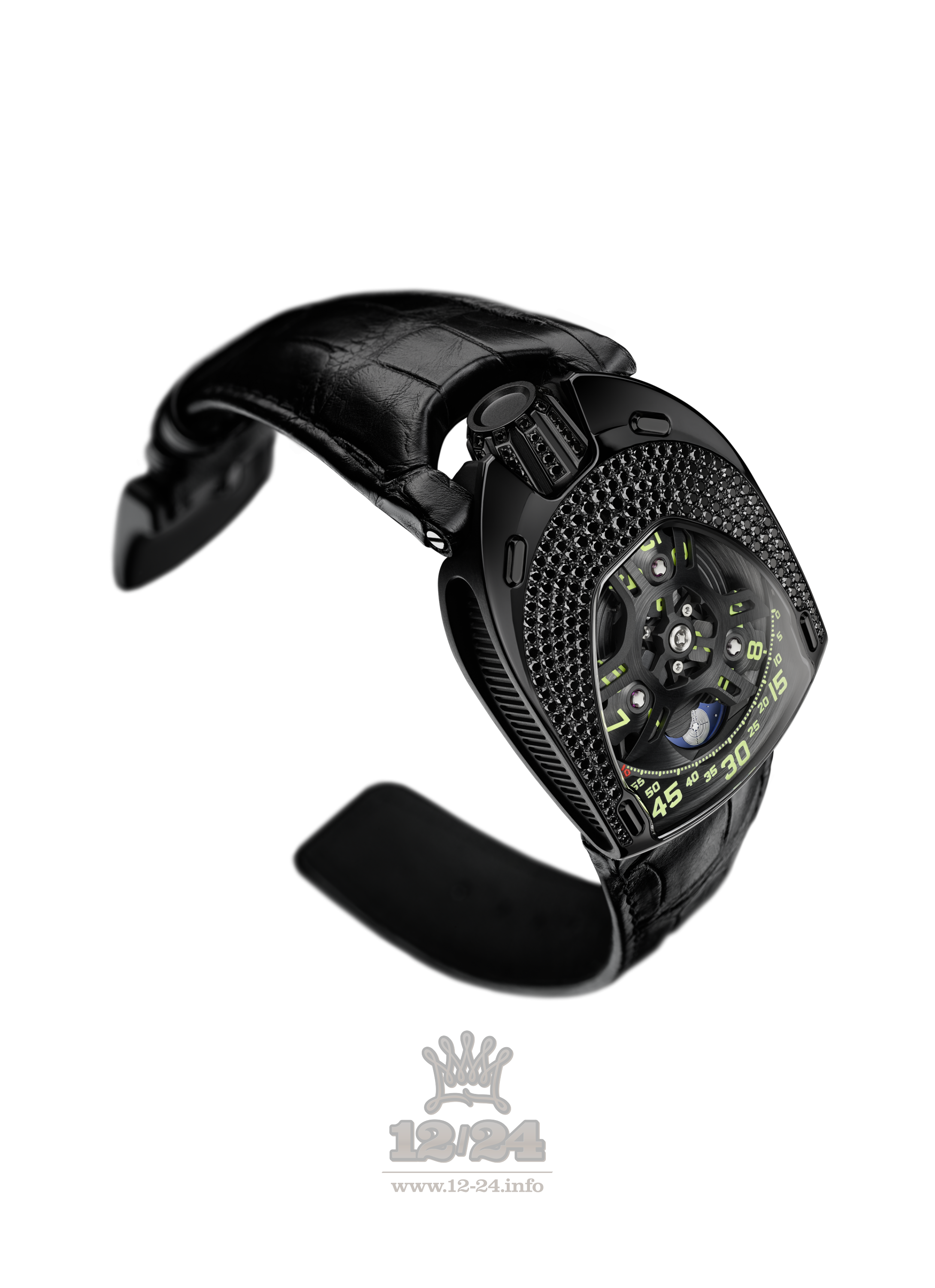 Urwerk UR-106 Watch UR-106 BLACK LOTUS 35 mm Stainless steel Titanium PVD coating Case Black Dial