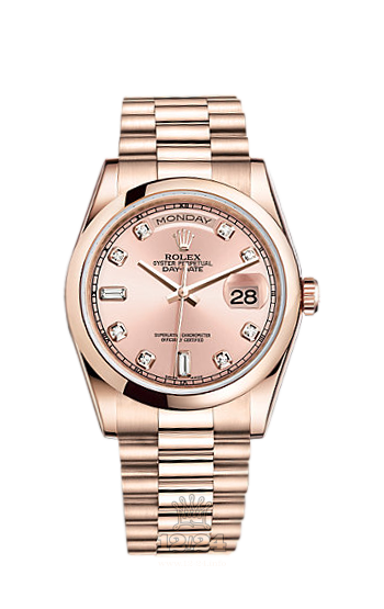 Rolex Day-Date Watch 118205f-0023 36 mm Pink gold Case Pink Dial