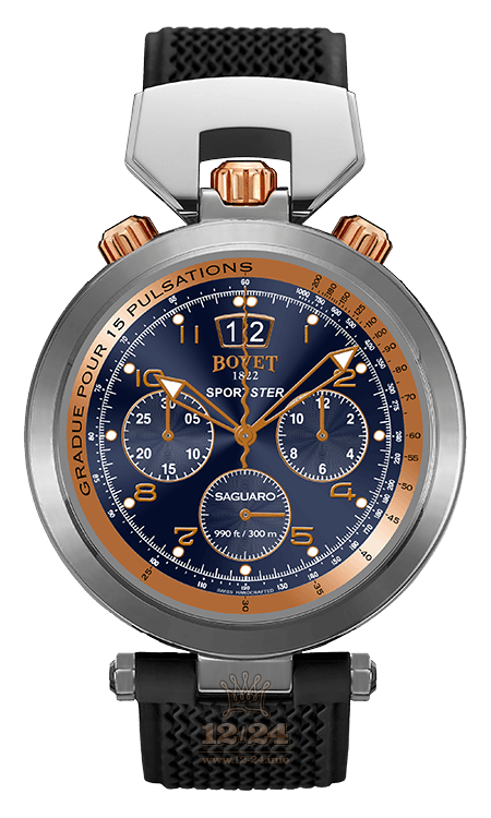 Bovet Sportster Watch SP0437-R5N 46 mm Stainless steel Pink gold Case Dark blue Dial