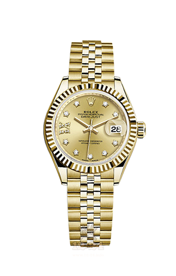 Rolex Lady-Datejust Watch 279178-0014 28 mm Yellow gold Case Golden Dial