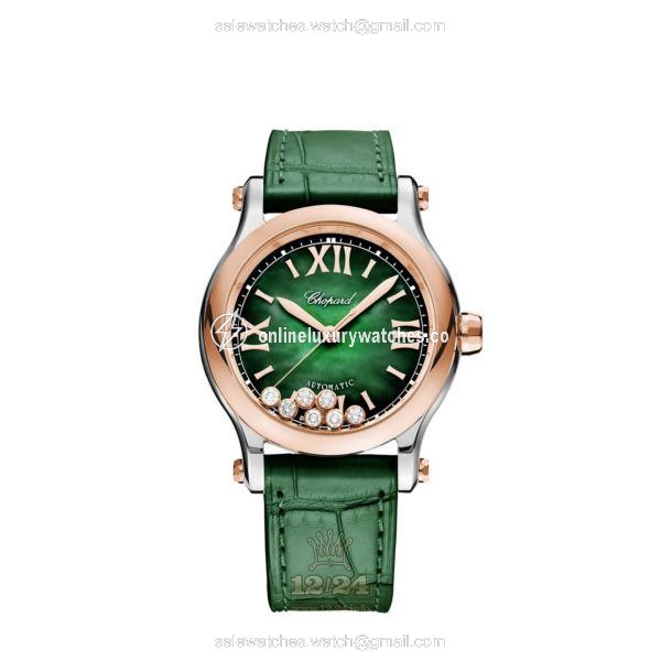 Chopard Happy Sport Watch 278578-6002 36 mm Stainless steel Pink gold Case Green Dial