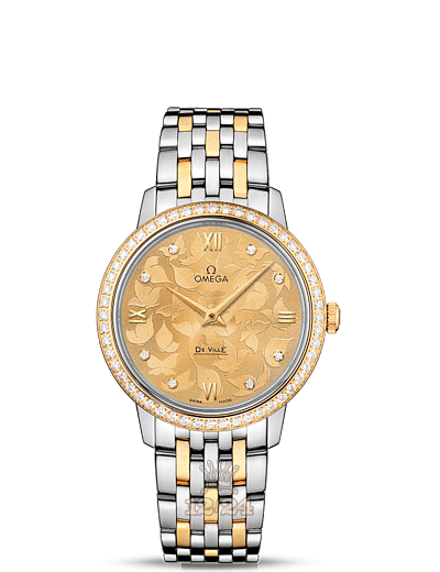 Omega Prestige Watch 424.25.33.60.58.001 33 mm Steel / Yellow gold Case Golden Dial