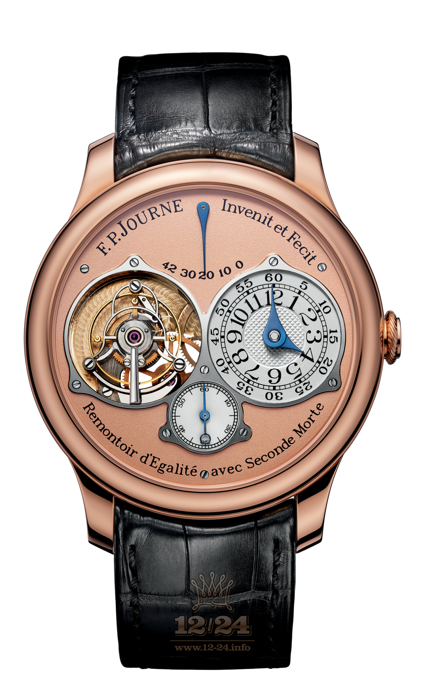 F.P.Journe Souveraine Watch FPJ-Co-Souveraine-Tourbillon-AL-CuirOr 40 mm Pink gold Case Silver Golden Red Dial