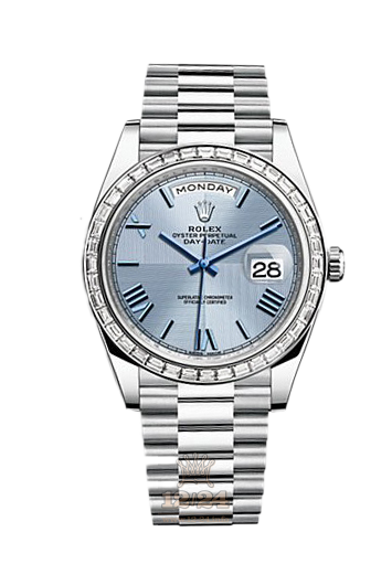 Rolex Day-Date Watch 228396tbr-0004 40 mm Platinum Case Silver Blue Dial
