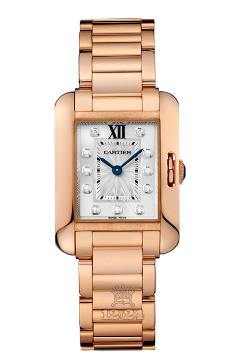 Cartier Tank Watch WJTA0004 30 mm Pink gold Case Silver Dial