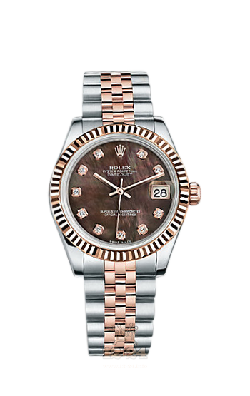 Rolex Lady-Datejust Watch 178271-0032 31 mm Steel / Pink gold Case Black Dial