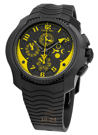 Franc Vila Cobra Watch 7I.QS-YELLOW.V02 Stainless steel DLC coating Case Black Yellow Dial