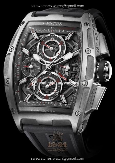 Cvstos Challenge Watch Challenge GT Chrono II Steel Stainless steel Titanium Case Black Silver Dial