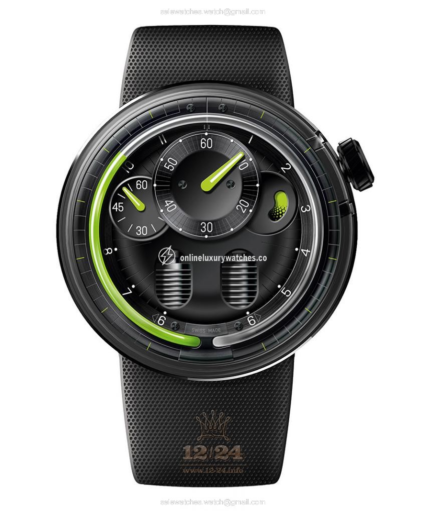 HYT H0 Watch 048-DL-90-GF-RU 49 mm Stainless steel DLC coating Case Black Dial