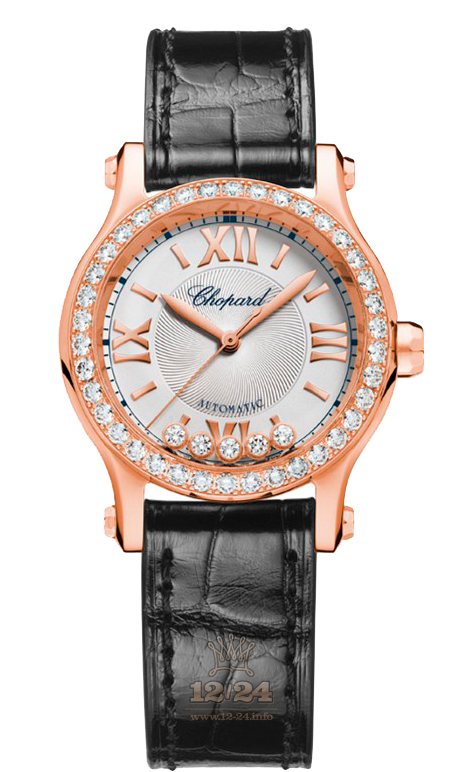 Chopard Happy Diamonds Watch 274893-5002 30 mm Pink gold Case Silver Dial