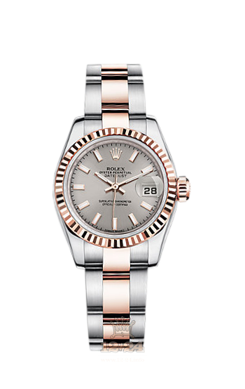 Rolex Lady-Datejust Watch 179171-0055 26 mm Steel / Pink gold Case Silver Dial