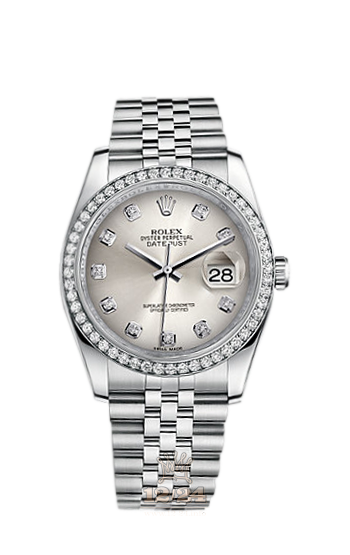 Rolex Datejust Watch 116244-0001 36 mm Steel / White gold Case Silver Dial
