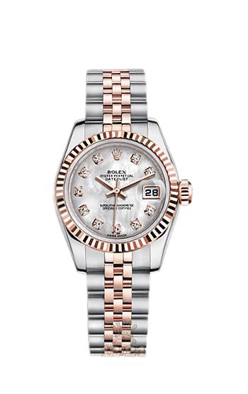 Rolex Lady-Datejust Watch 179171-0062 26 mm Steel / Pink gold Case White Dial
