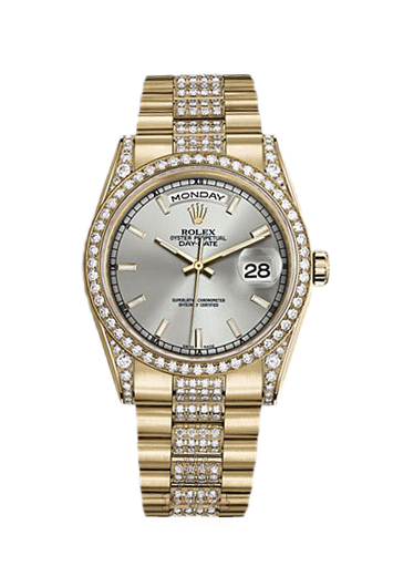 Rolex Day-Date Watch 118388-0174 36 mm Yellow gold Case Silver Dial