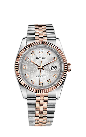 Rolex Datejust Watch 116231-0059 36 mm Steel / Pink gold Case Silver Dial