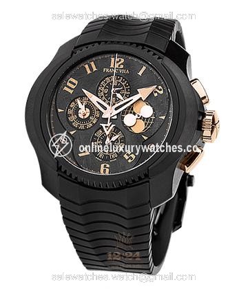 Franc Vila Cobra Watch 10I.QP-GOLD.V02 52 mm Stainless steel Pink gold Titanium Case Black Golden Dial
