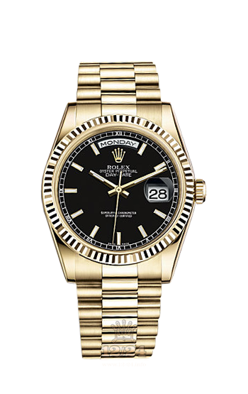 Rolex Day-Date Watch 118238-0107 36 mm Yellow gold Case Black Dial