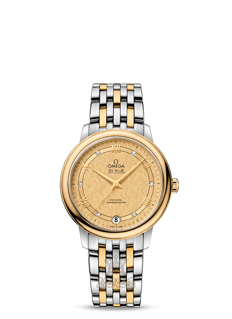 Omega Prestige Watch 424.20.33.20.58.003 32 mm Steel / Yellow gold Case Golden Dial
