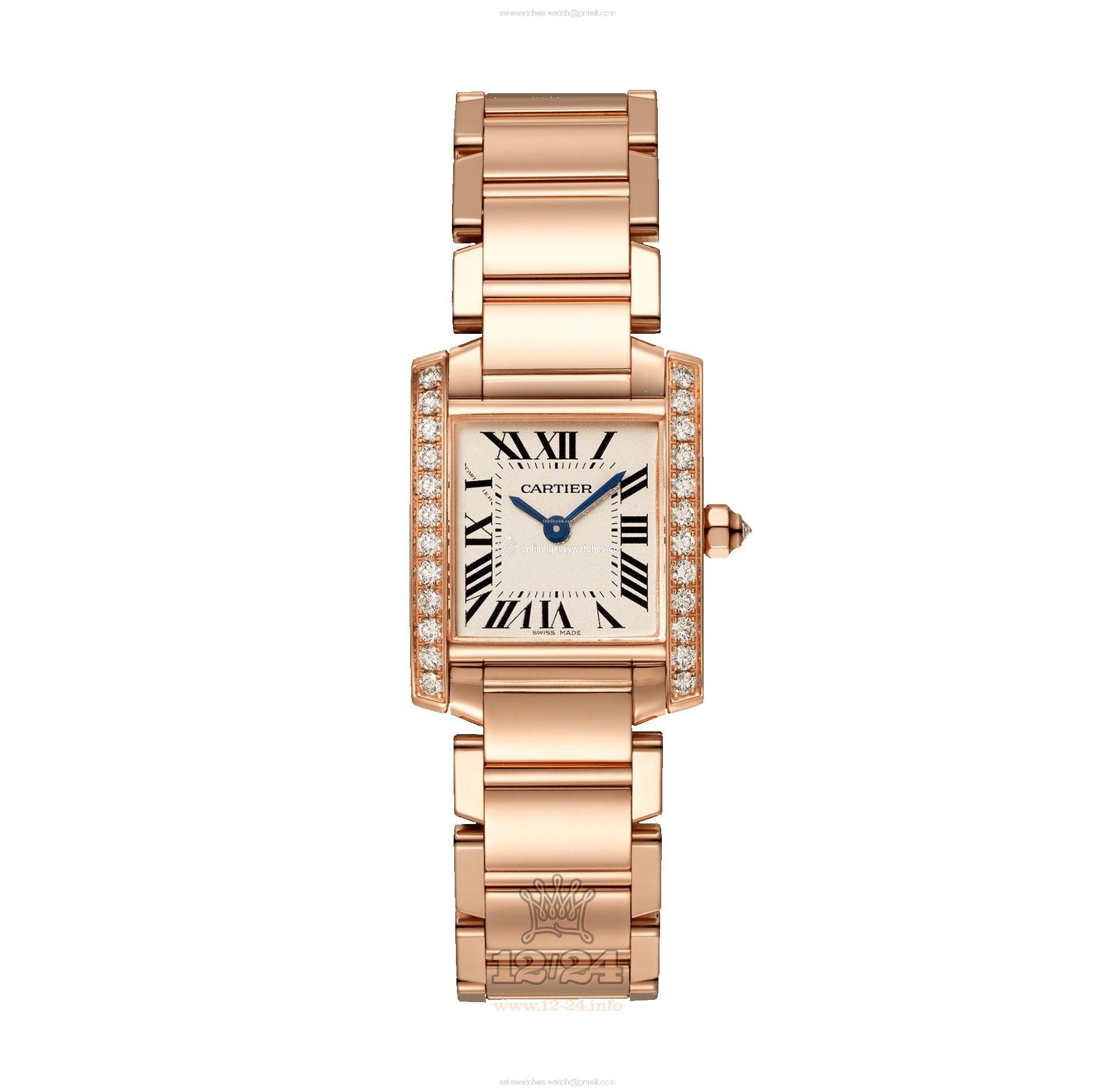 Cartier Tank Watch WJTA0022 30 mm Pink gold Case Golden Dial