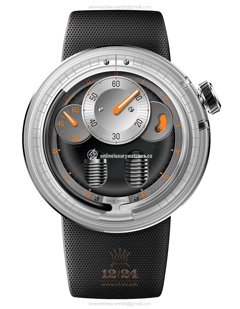 HYT H0 Watch 048-TT-92-NF-RU 49 mm Stainless steel Titanium Case Black Silver Dial