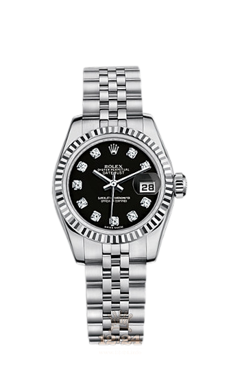Rolex Lady-Datejust Watch 179174-0001 26 mm Steel / White gold Case Black Dial