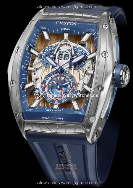 Cvstos Challenge Watch Challenge GT Sea-Liner GMT Steel Stainless steel Case Silver Dark blue Dial