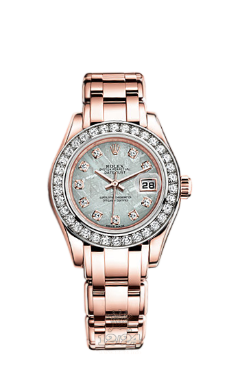 Rolex Pearlmaster Watch 80285-0024 29 mm Pink gold Case Gray Silver Dial