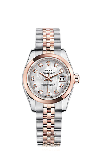 Rolex Lady-Datejust Watch 179161-0062 26 mm Steel / Pink gold Case White Dial